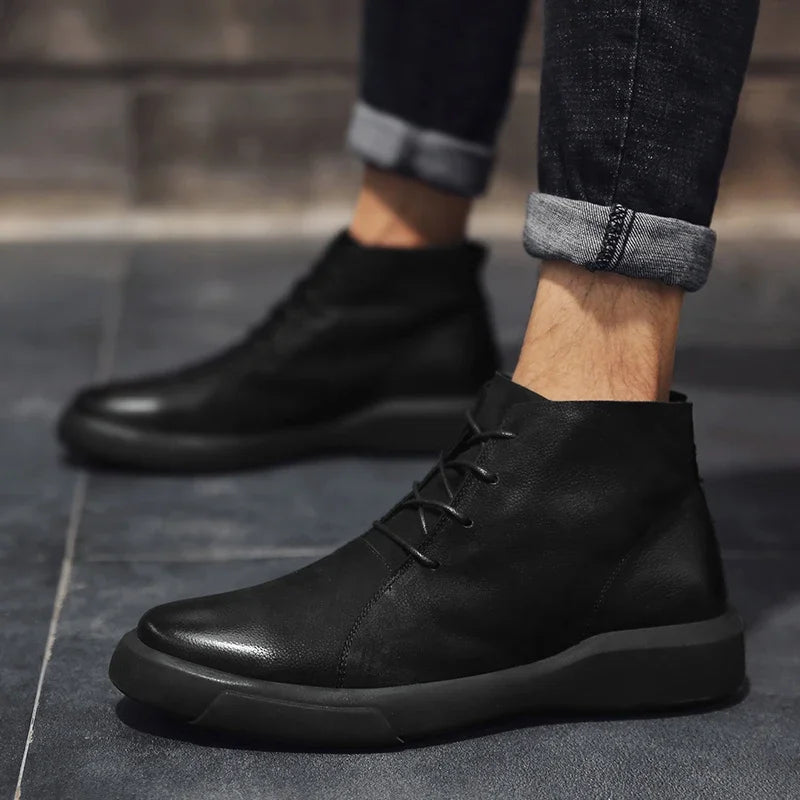 Herren Schnürstiefel Mit Runder Spitze | Moderner Streetstyle