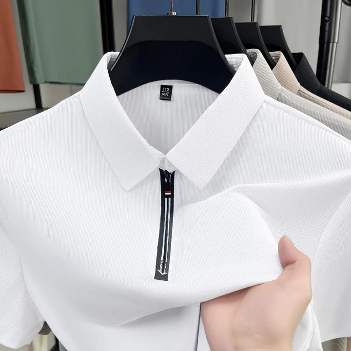 Herren Kurzarm Polo Shirt mit Half Zip | Freizeit