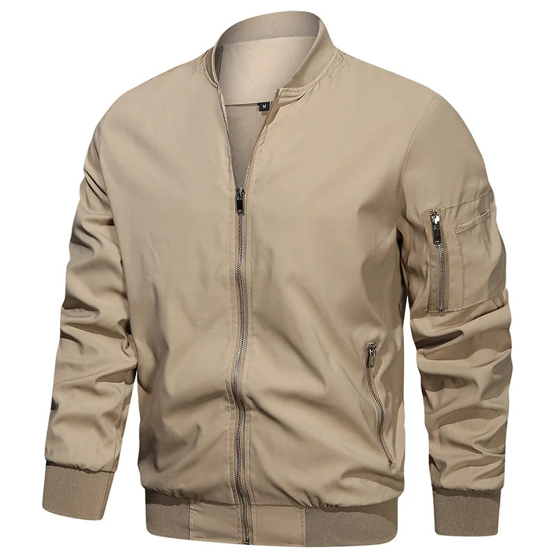 Veste bomber homme col montant zippée manches longues | Streetwear