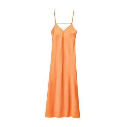 Abito da donna senza maniche con scollo a V e schiena scoperta, abito da sera | Maxi