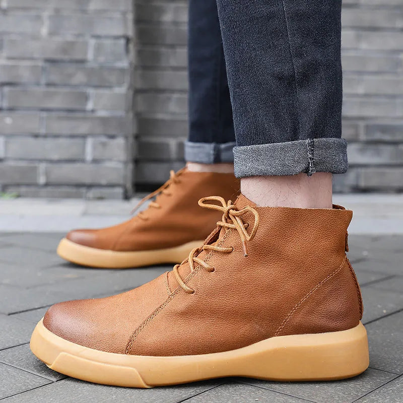 Herren Schnürstiefel Mit Runder Spitze | Moderner Streetstyle