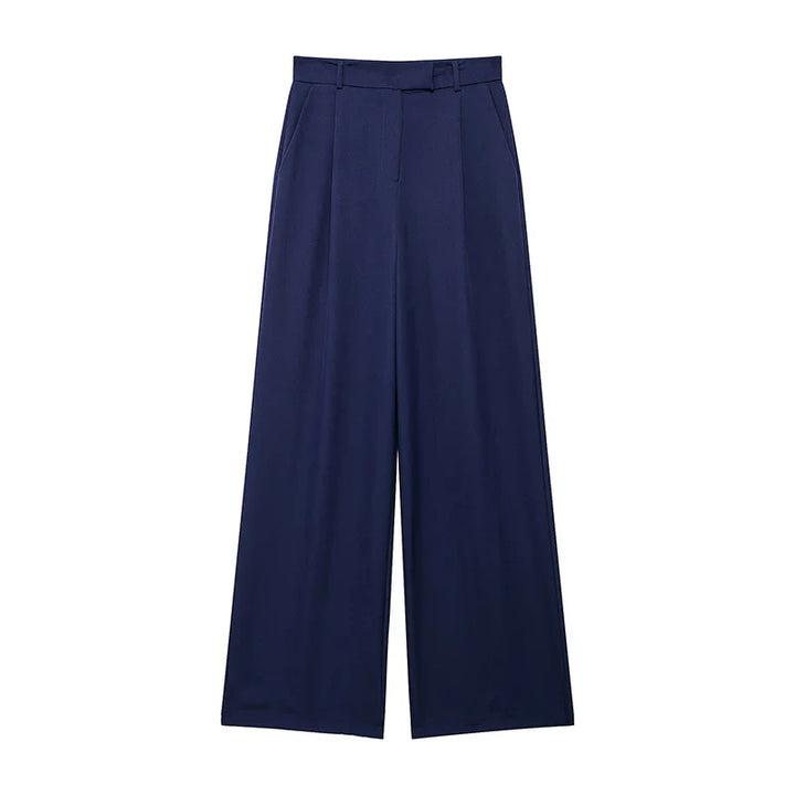 Damen High Waist Weite Hose Mit Falten Vorne | Volle Länge