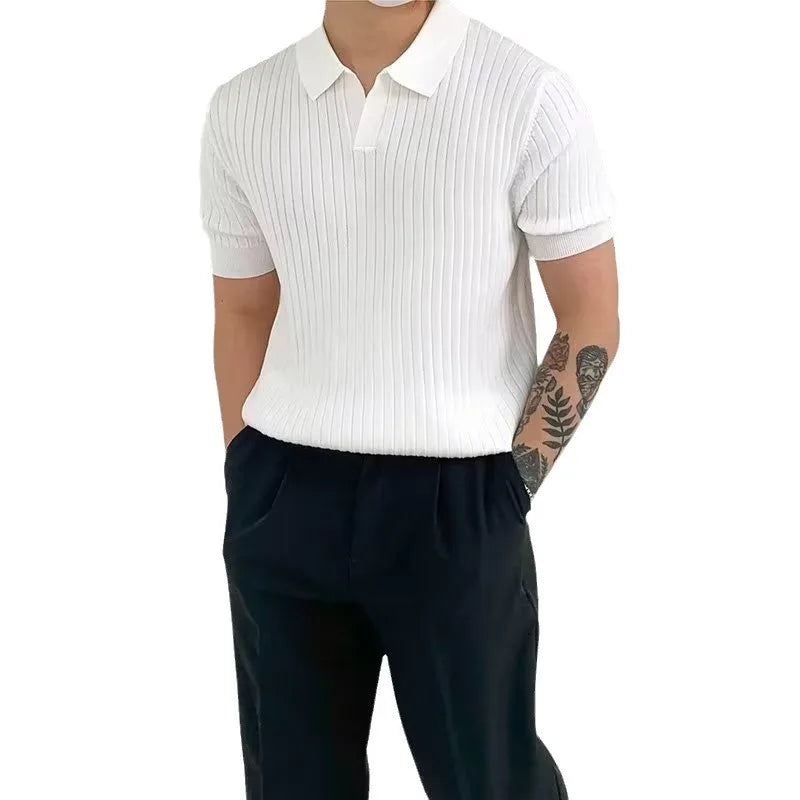 Herren Kurzarm Polo Shirt mit Kragen Strukturmuster | Strukturiert