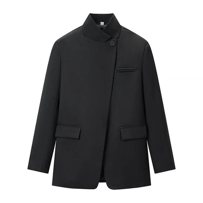 Blazer donna giacca manica lunga collo alla coreana blazer giacca | Casual