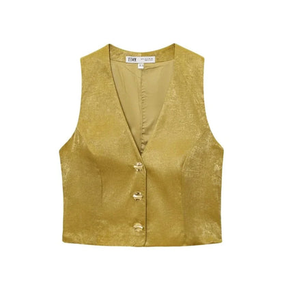 Ensemble deux pièces pour femme | Coupe régulière | Gilet à col en V et pantalon ample | Style élégant smart casual