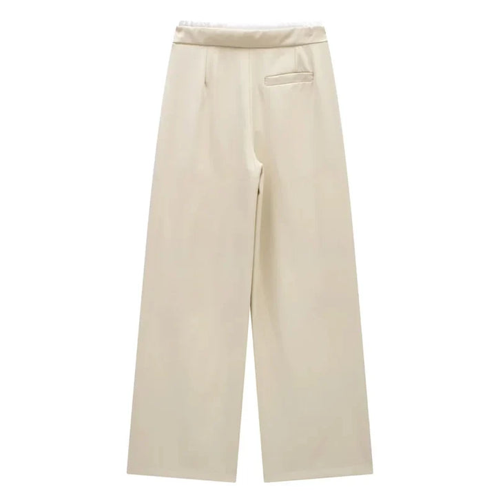 Damen High Waist Hose Mit Kordelzug Geradem Bein Casual Stil | Volle Länge