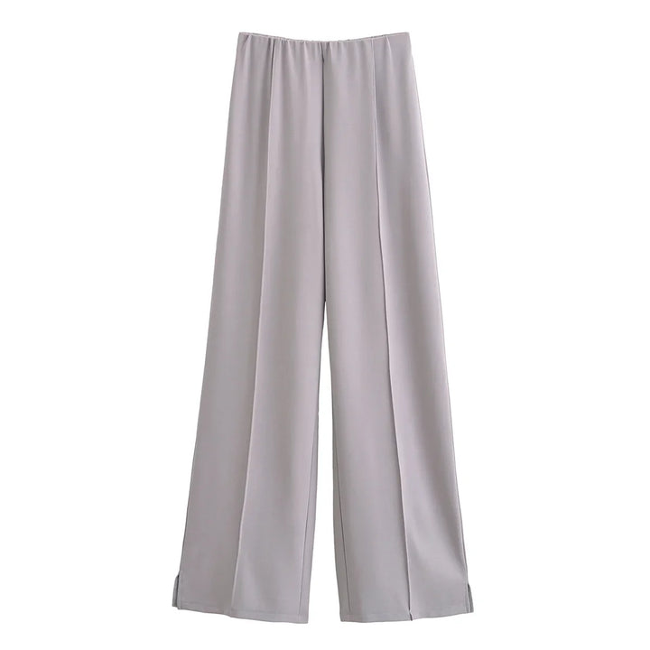 Damen Freizeit Set | Zweiteiliges Outfit mit Rundhalsoberteil | Weite Hose mit Nahtdetails | Lässiger Komfortlook