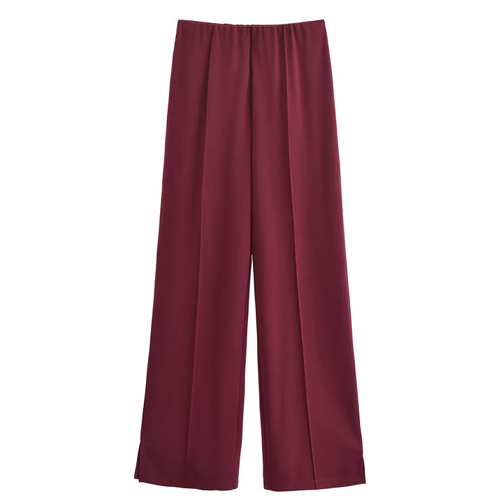 Damen Freizeit Set | Zweiteiliges Outfit mit Rundhalsoberteil | Weite Hose mit Nahtdetails | Lässiger Komfortlook