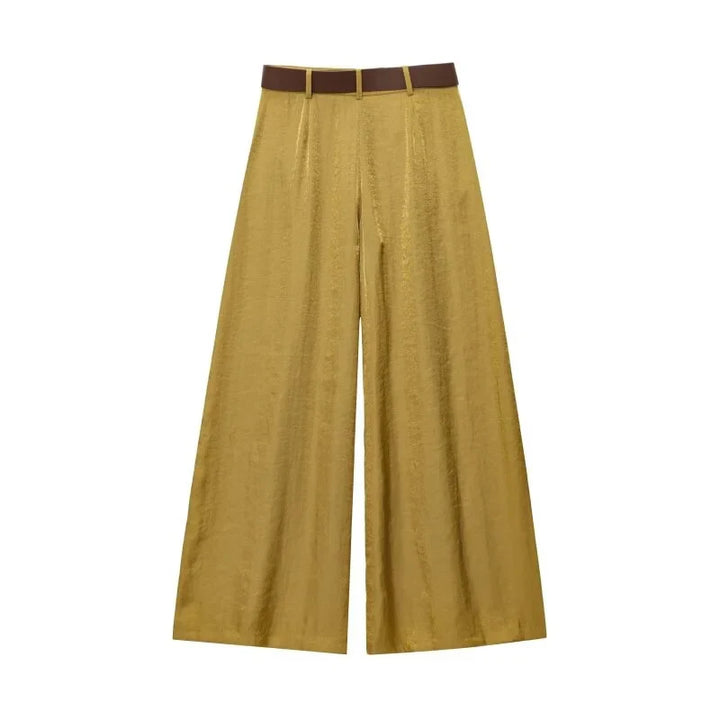 Damen Zweiteiler Set | Regular Fit Set | V-Ausschnitt Weste und Weite Hose | Eleganter Smart Casual Stil