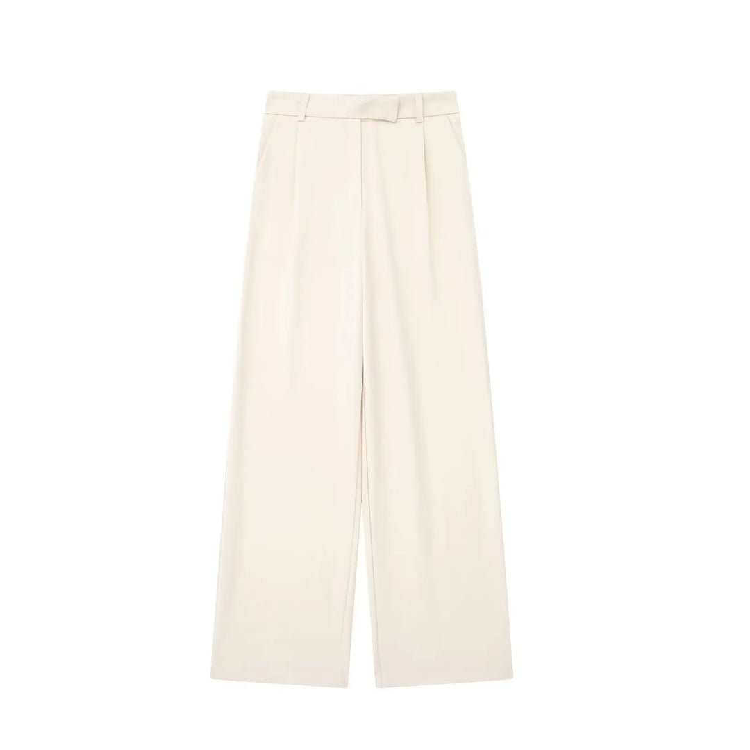 Damen High Waist Weite Hose Mit Falten Vorne | Volle Länge