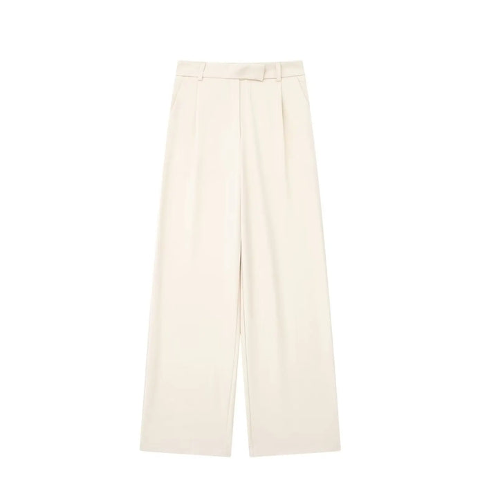Damen High Waist Weite Hose Mit Falten Vorne | Volle Länge