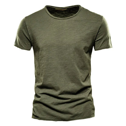 T-shirt da uomo aderente con scollo rotondo, manica corta, colore uniforme | Quotidiano