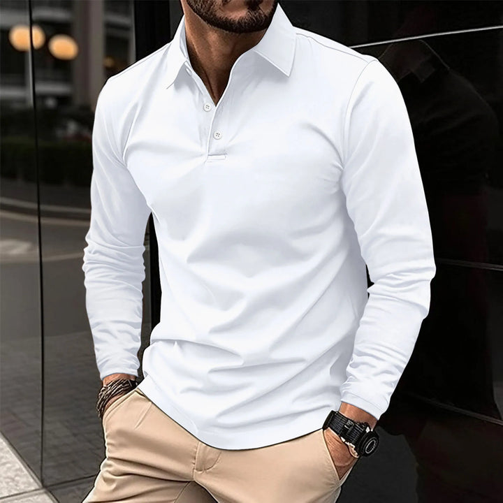 Herren Poloshirt Langarm Kragen Poloshirt | Einfarbig
