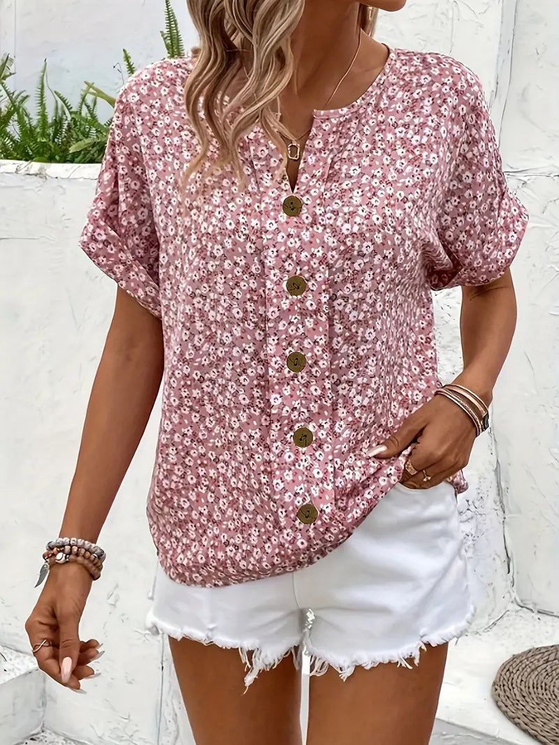 Selestia - Bluse mit Blumenmuster und Knopfleiste 3