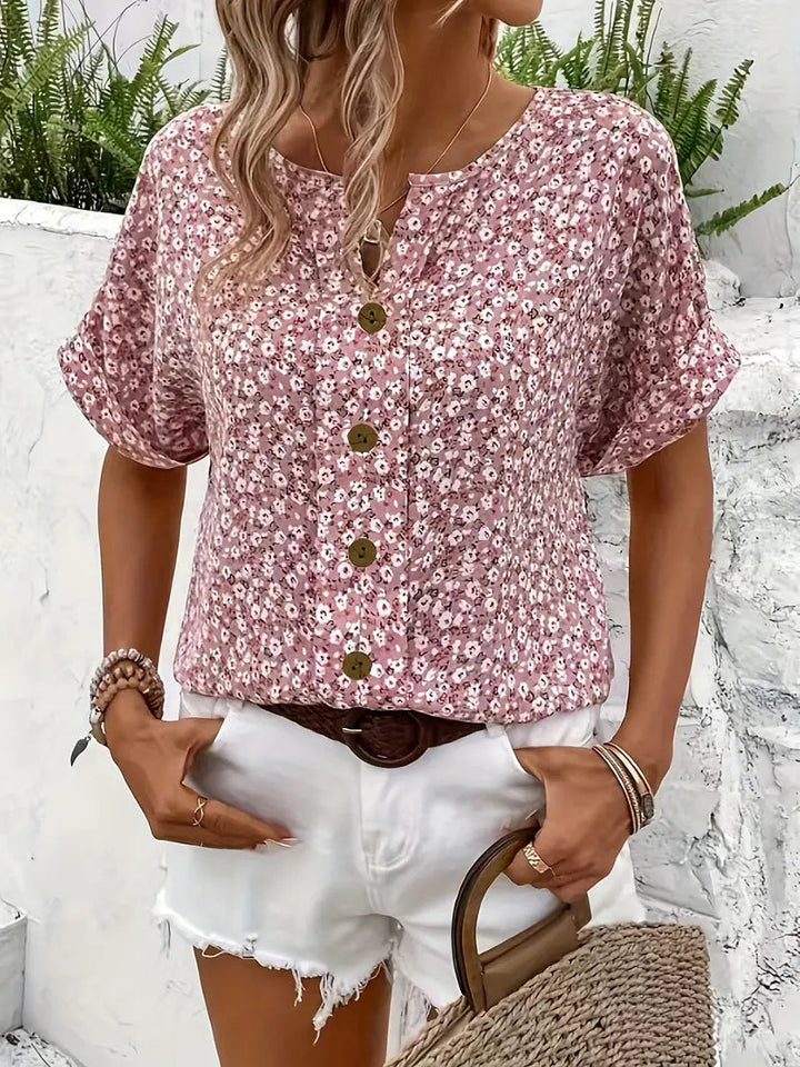 Selestia - Bluse mit Blumenmuster und Knopfleiste 4