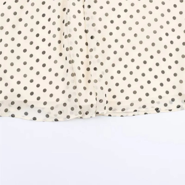 Damen Langarm Bluse mit Polka Dots Stehkragen lockere Passform | Gepunktet
