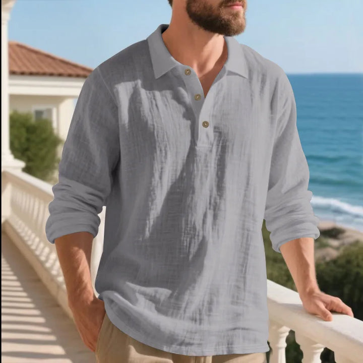 Herren Langarm Henley Shirt | Casual Strand Top