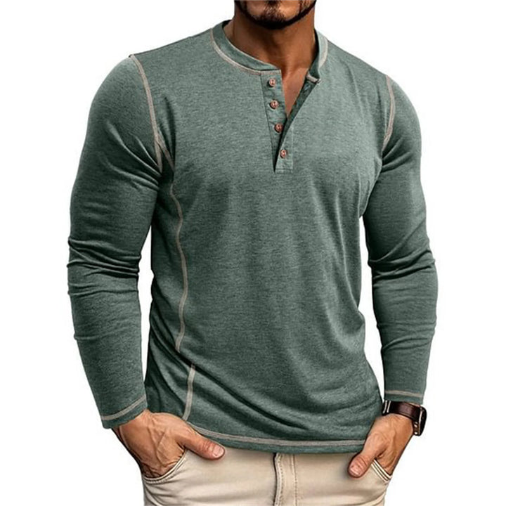 Herren Langarm Henley Shirt | Casual Top Mit Knopfausschnitt
