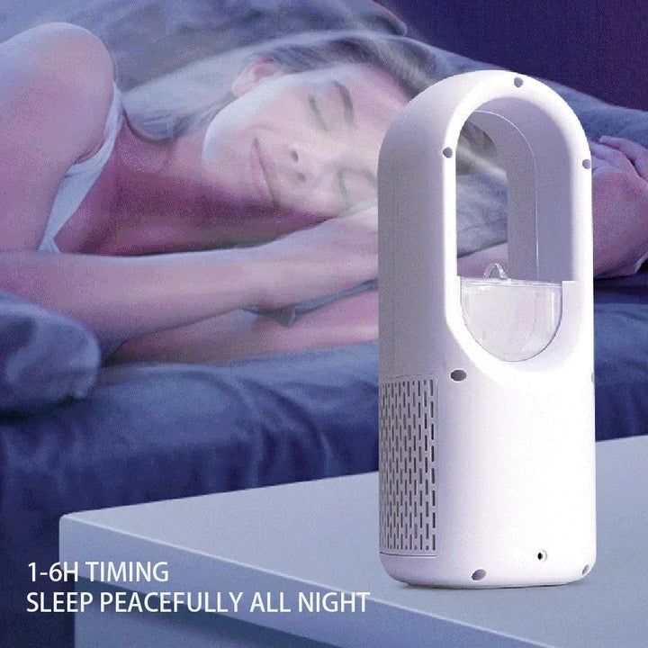 Tragbarer USB Luftkühler | 3-in-1 Turbinenloser Ventilator | Luftbefeuchter mit Timer | Kompaktes Design