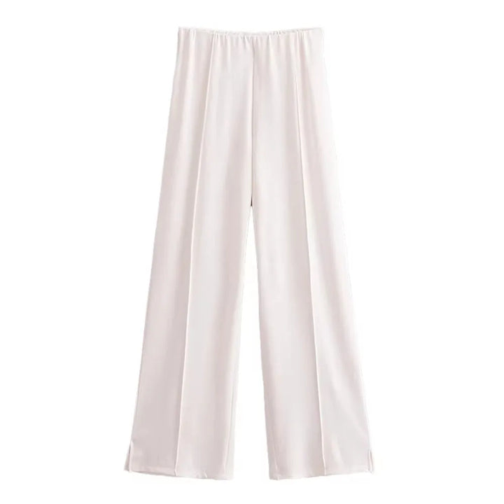 Damen Freizeit Set | Zweiteiliges Outfit mit Rundhalsoberteil | Weite Hose mit Nahtdetails | Lässiger Komfortlook
