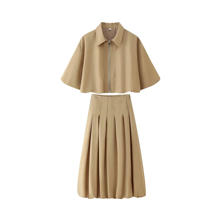Damen Rock Set | Zweiteiliges Outfit mit Faltenrock | Strukturierte Silhouette | Moderner Freizeitlook