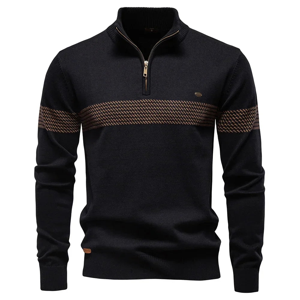 Pull homme à manches longues avec fermeture éclair 1/4 | Style décontracté chic