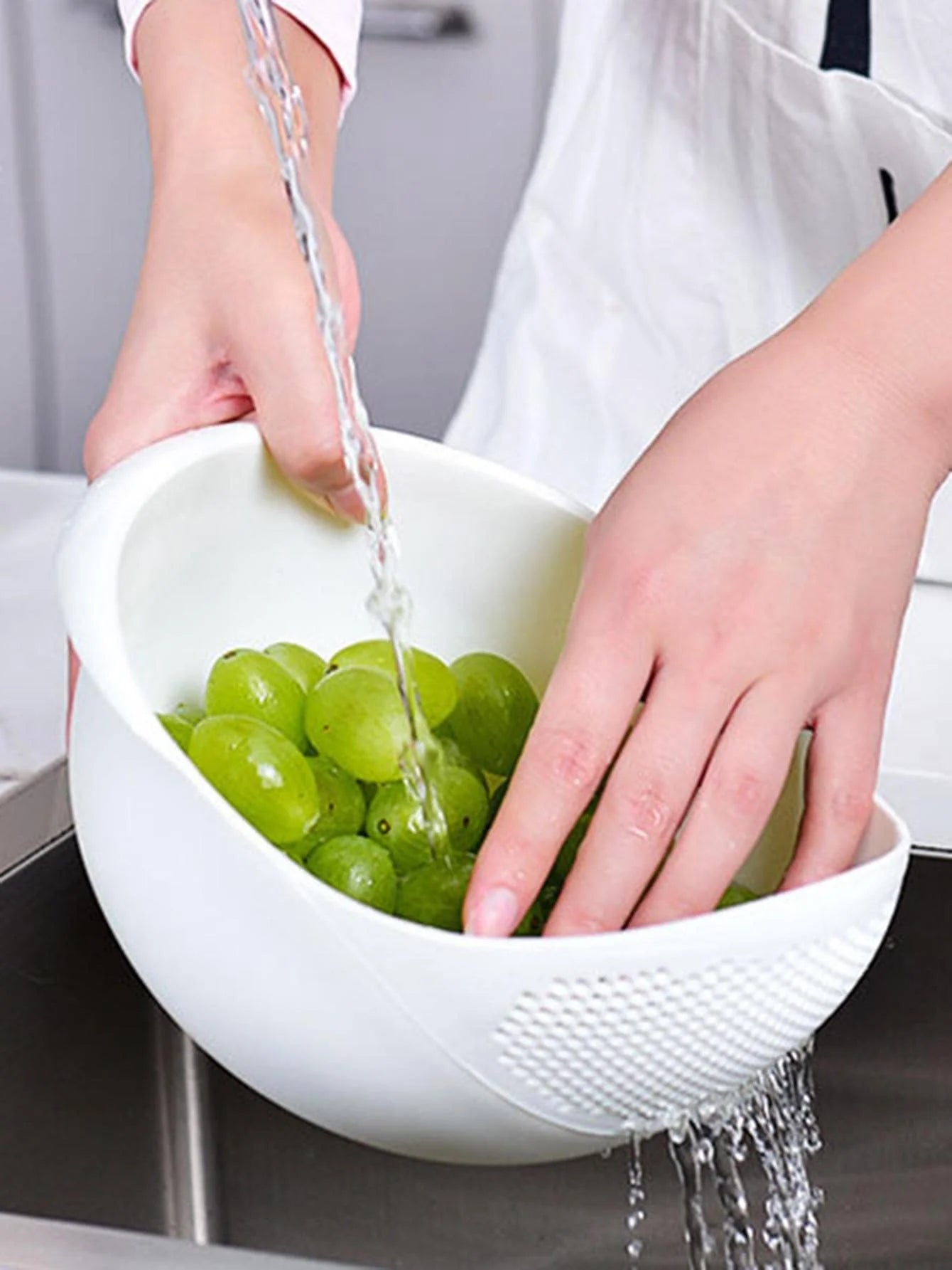 Sieb mit doppelwandigem Design und Griffen – Vielseitige Waschschüssel für Obst und Gemüse für die Küche