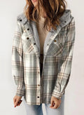 Skylar – Damen-Kapuzenmantel aus kariertem Flanell und Wollmischung