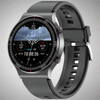 Smartwatch mit rundem Display, Fitness-Tracking, Herzfrequenzmessung und Benachrichtigungen 0