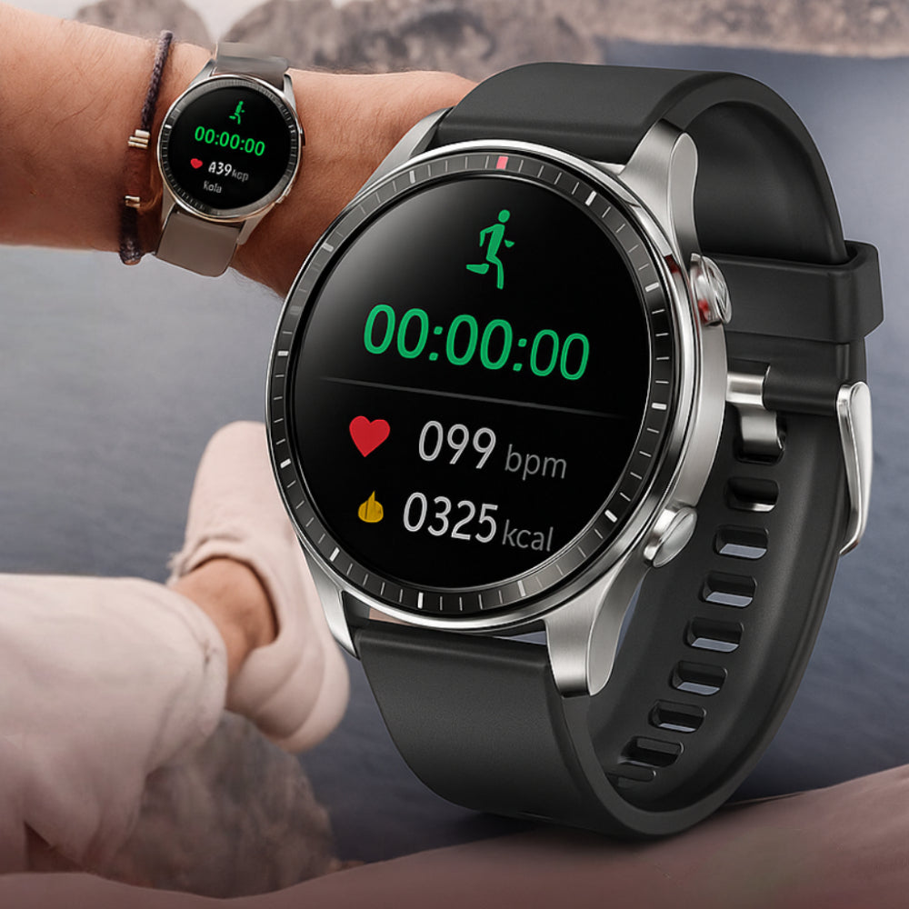 Smartwatch mit rundem Display, Fitness-Tracking, Herzfrequenzmessung und Benachrichtigungen 1