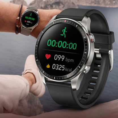 Smartwatch mit rundem Display, Fitness-Tracking, Herzfrequenzmessung und Benachrichtigungen 1