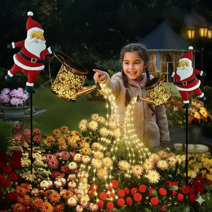 Solarbetriebene Weihnachtsmann-Gießkannen-Lichterkette – Weihnachtliche Lichterkette für den Außenbereich
