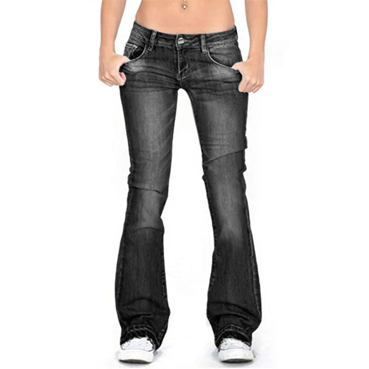 Damen Schmale Passform Niedrige Taille Hose | Ausgestelltes Bein