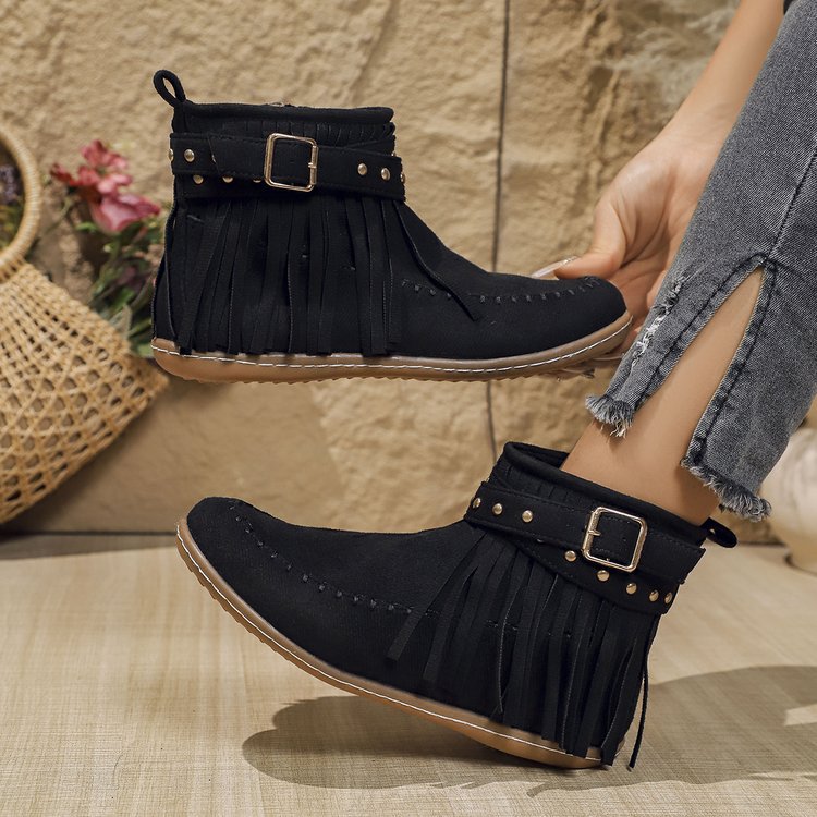 Stiefeletten Damen mit Flacher Sohle und Reißverschluss – Bequeme Cowboy Boots für Alltag und besondere Anlässe