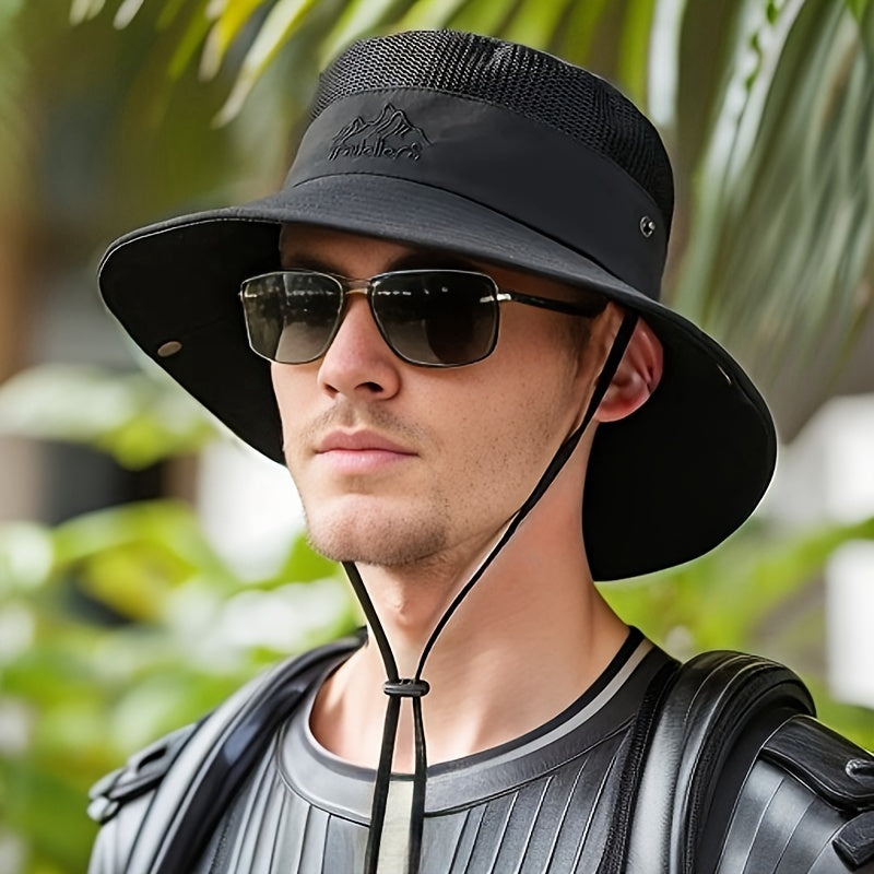 Stilvolle Outdoor-Haube für Herren mit UV-Schutz und verstellbarem Kordelzug – Atmungsaktive Freizeitmütze