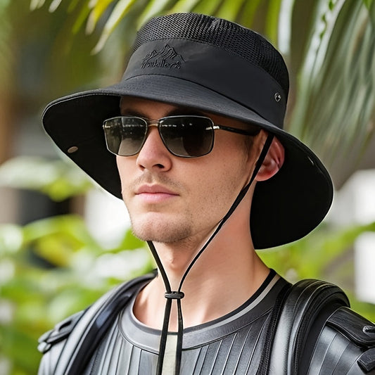 Stilvolle Outdoor-Haube für Herren mit UV-Schutz und verstellbarem Kordelzug – Atmungsaktive Freizeitmütze