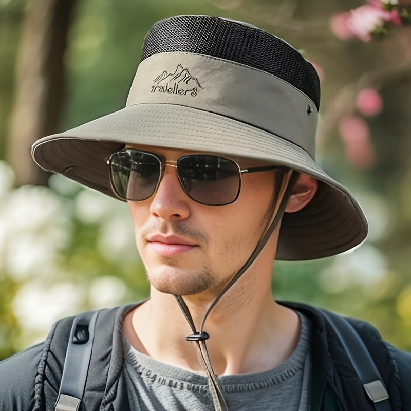 Stilvolle Outdoor-Haube für Herren mit UV-Schutz und verstellbarem Kordelzug – Atmungsaktive Freizeitmütze