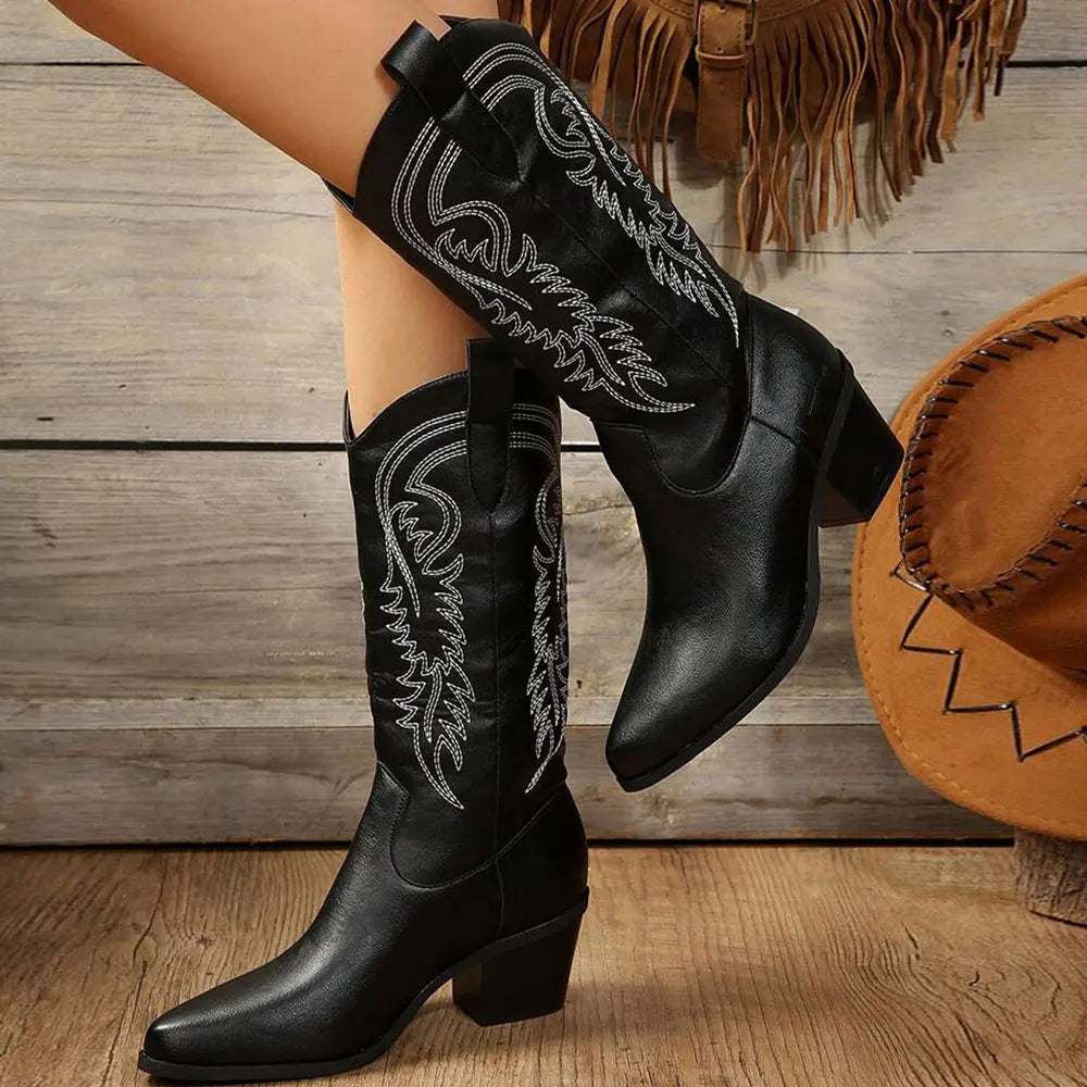Stilvolle Cowboystiefel Damen mit Blockabsatz – Vintage Western-Design für Alltag und Festivals