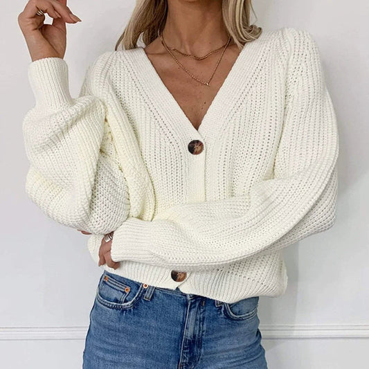 Strickjacke Damen | Strickjacken Herbst/Winter für Frauen mit V-Ausschnitt und Knopfverschluss
