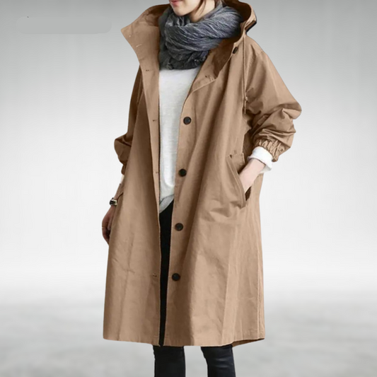 Stylischer Wasserabweisender Trenchcoat Damen – Übergröße, Verstellbare Kapuze, Leicht und Faltbar für Alle Wetterbedingungen