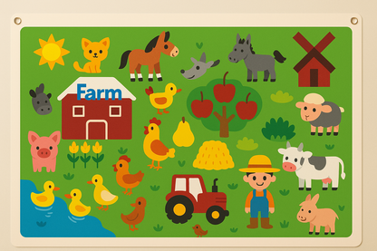 Tier Lernwand Farm & Zoo für Kinder