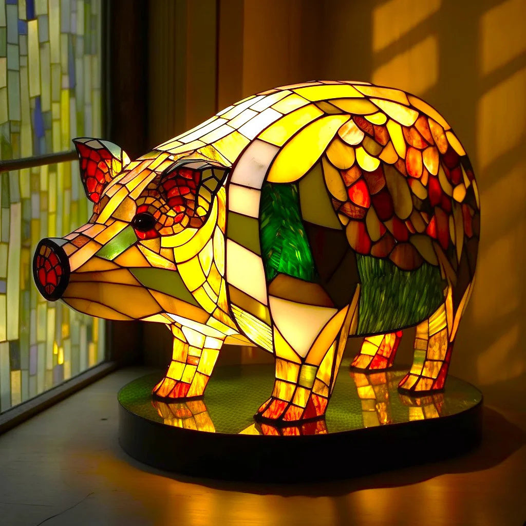 Tischleuchte in Tierform aus Buntglas | Künstlerische LED-Leuchte 10