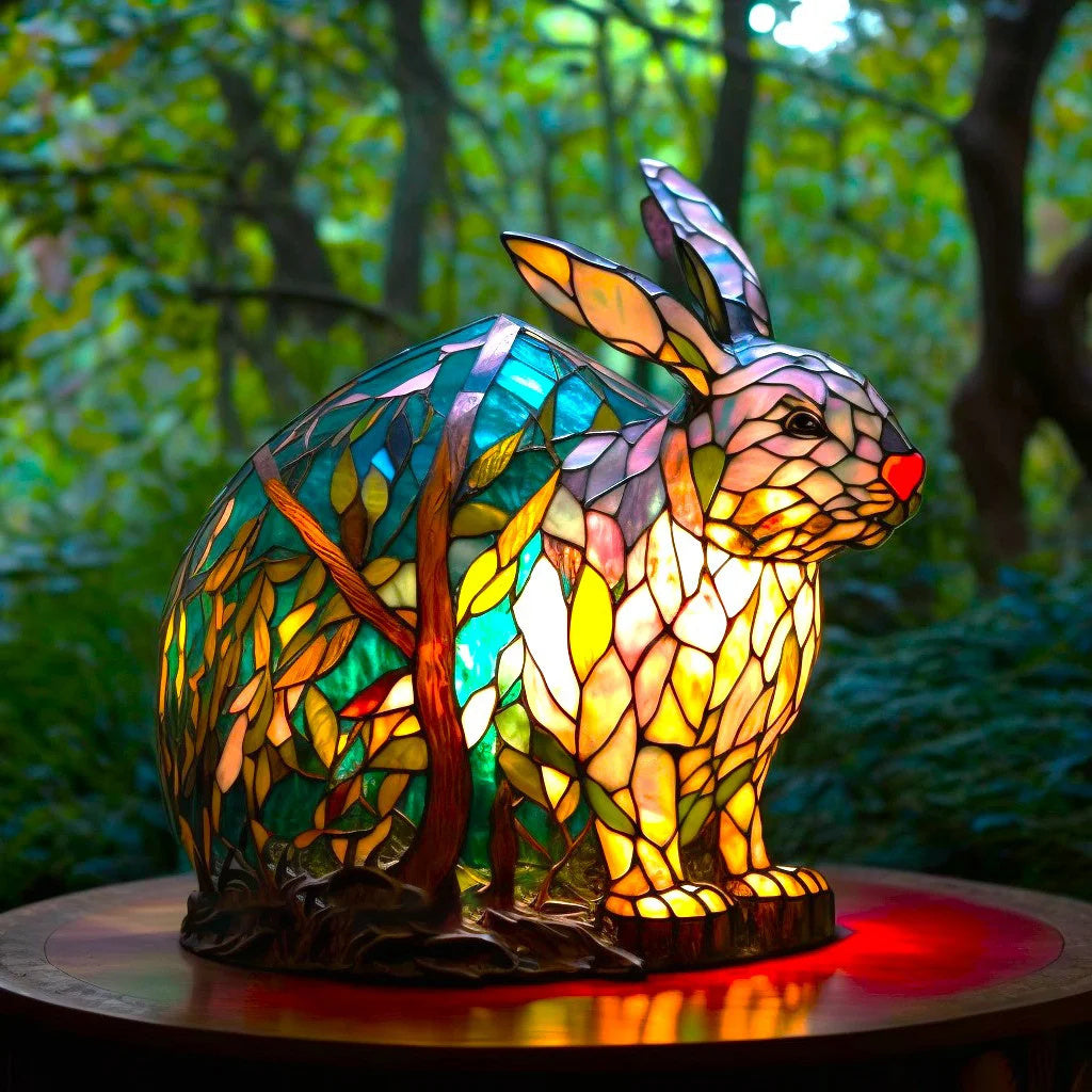 Tischleuchte in Tierform aus Buntglas | Künstlerische LED-Leuchte 11