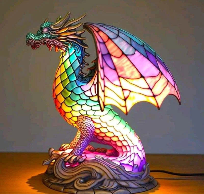 Tischleuchte in Tierform aus Buntglas | Künstlerische LED-Leuchte 14