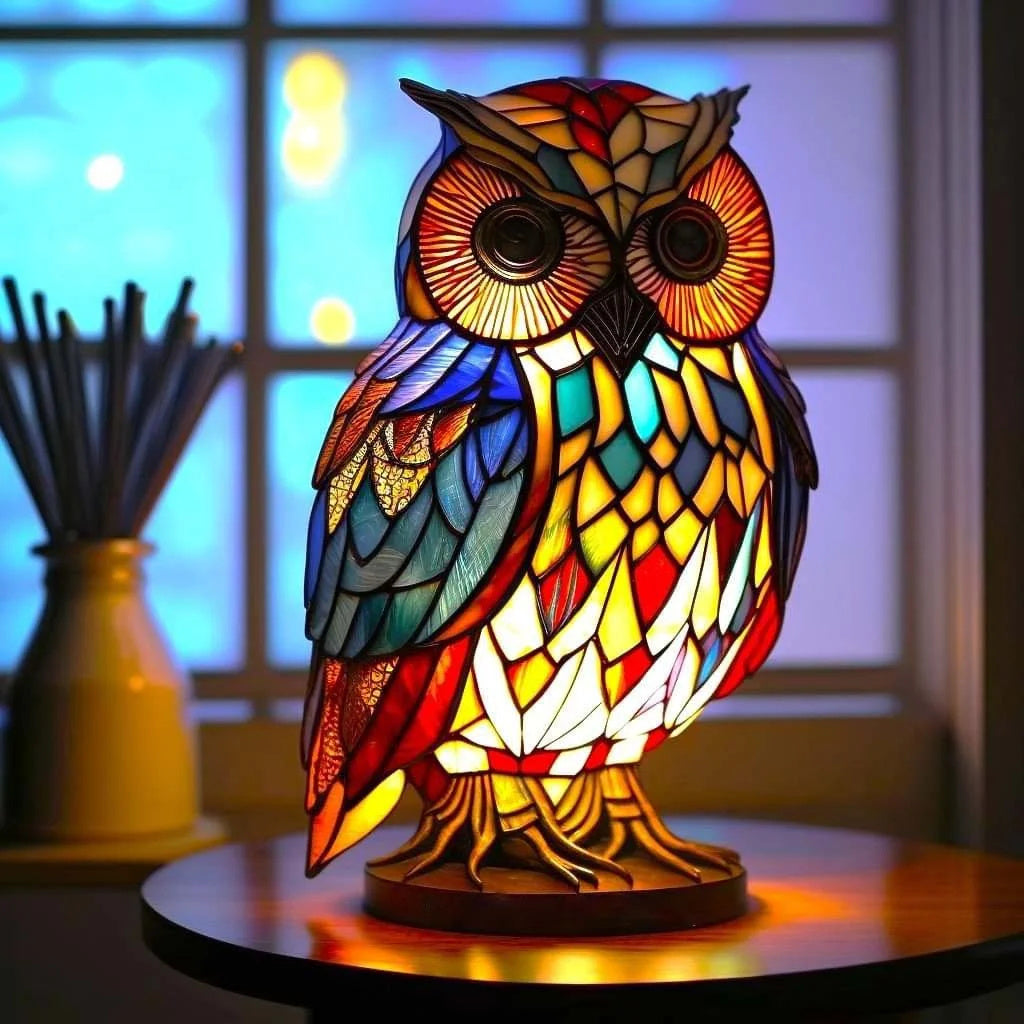 Tischleuchte in Tierform aus Buntglas | Künstlerische LED-Leuchte 4