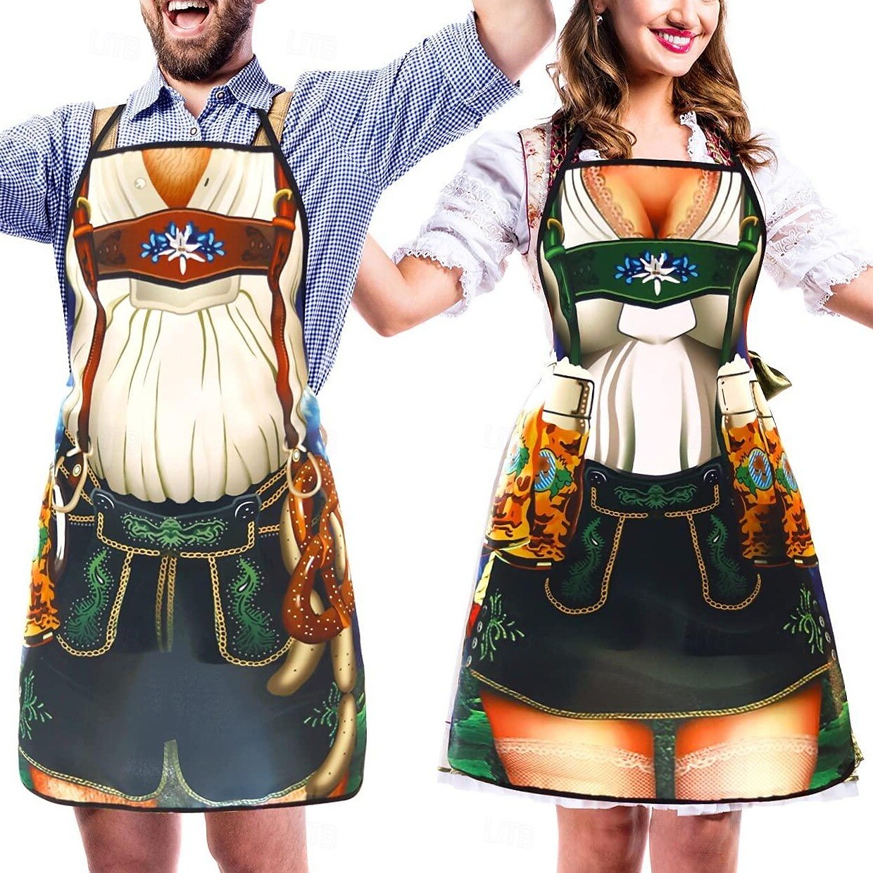 Trachtenschürzen für Paare – Oktoberfest | Lederhosen- und Dirndl-Designs als Hingucker