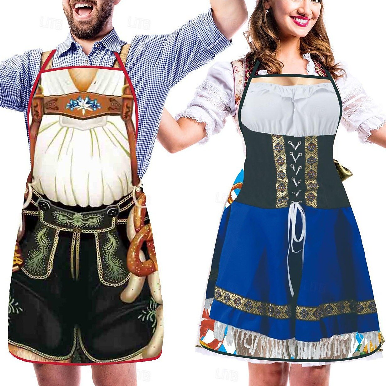 Trachtenschürzen für Paare – Oktoberfest | Lederhosen- und Dirndl-Designs als Hingucker