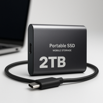 Tragbare SSD 2TB Festplatte Externer Speicher Kompakt Schnell Beste Qualität 0