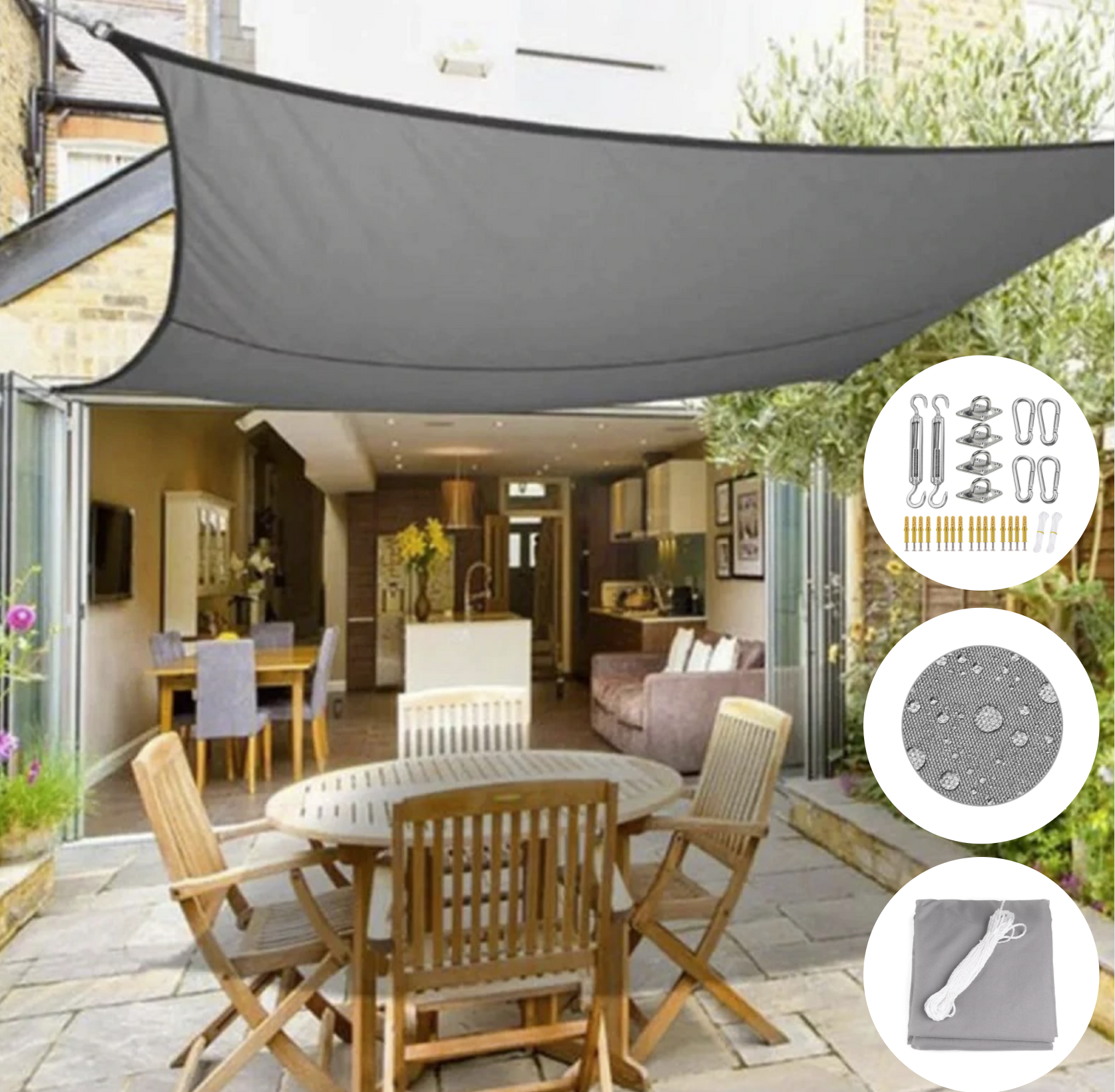UV-beständiges Wasserdichtes Sonnensegel für Terrasse – Hochwertiger Sonnenschutz für Garten und Camping, Langlebig und Einfach zu Montieren