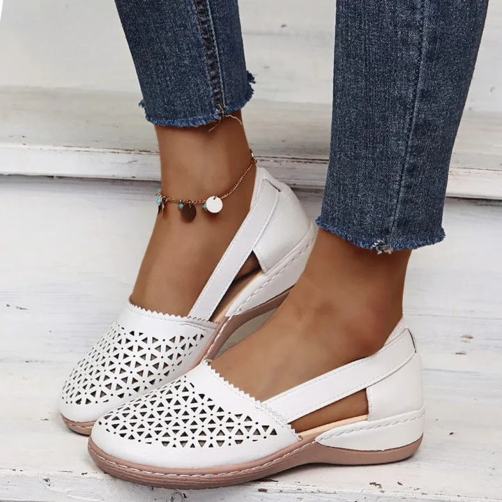 Damen Perforierte Flache Schuhe | Sommer